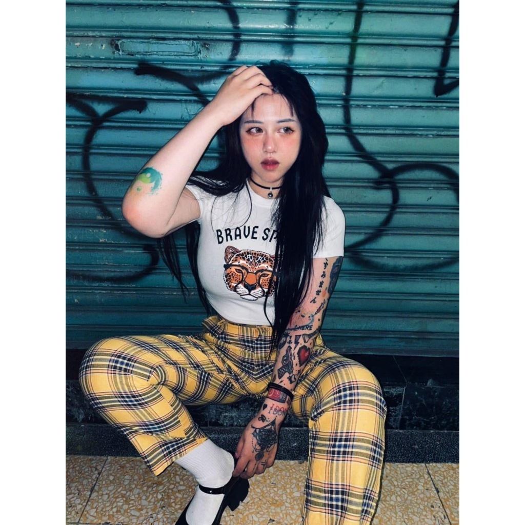 超顯瘦Trap格紋落地直筒褲🍭自訂款