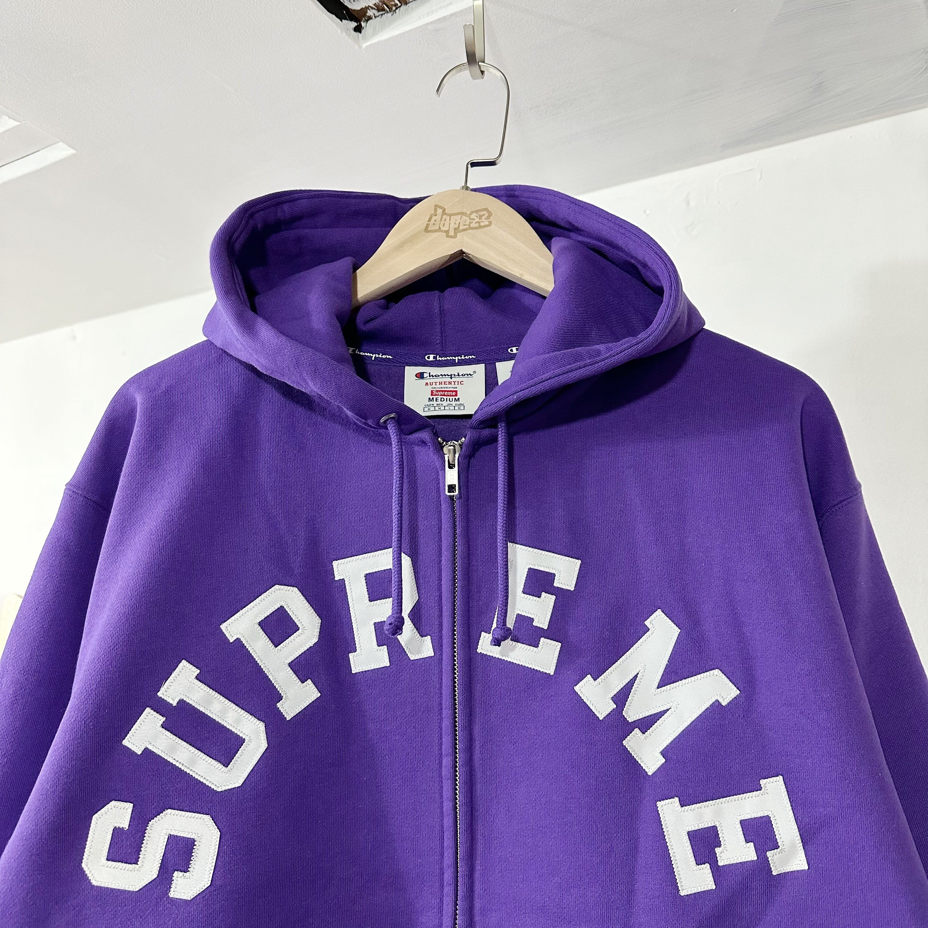Supreme SS24 Champion Zip Up Hooded Sweatshirt Purple