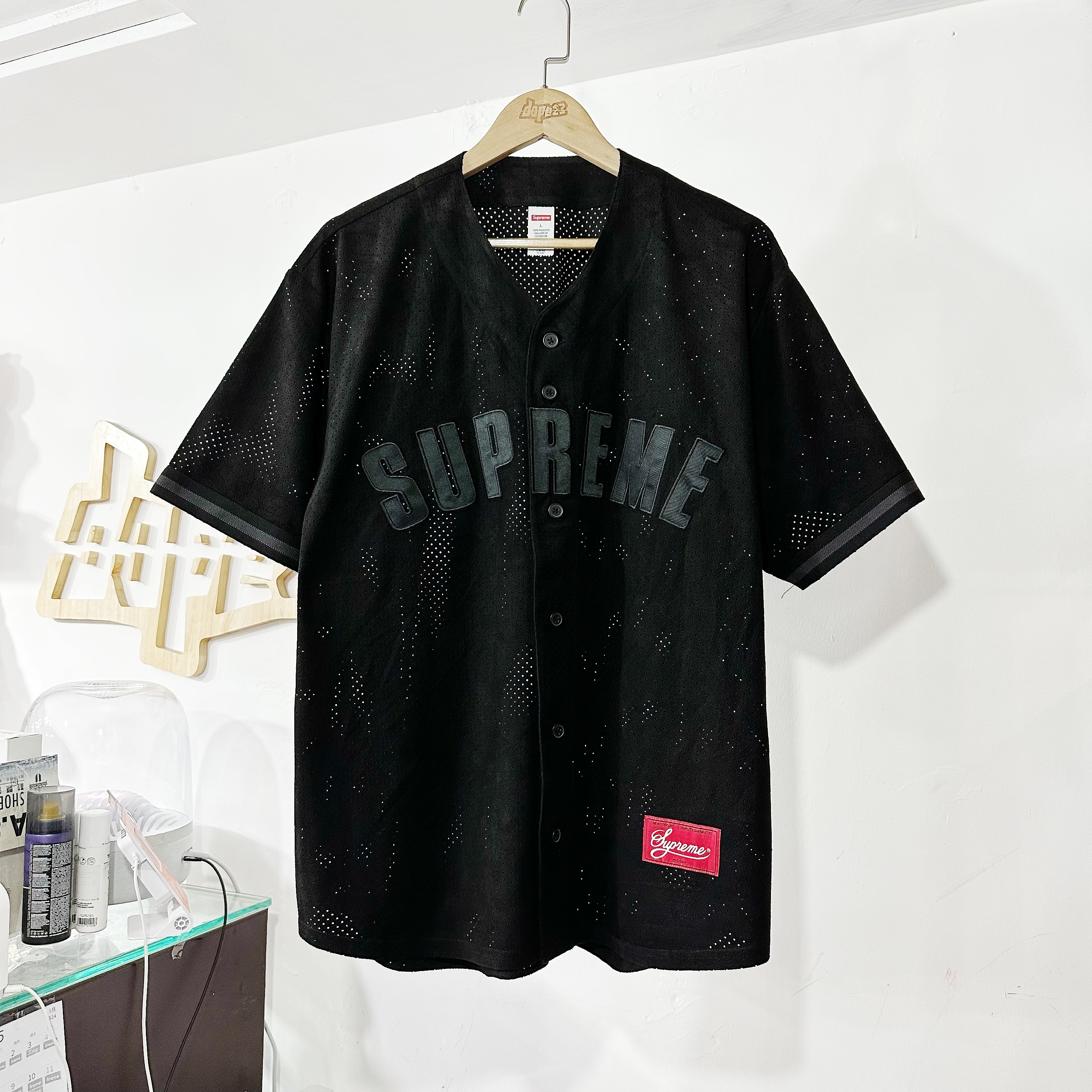 Supreme Ultrasuede Mesh Baseball Jersey Navy Men's - SS24 - US