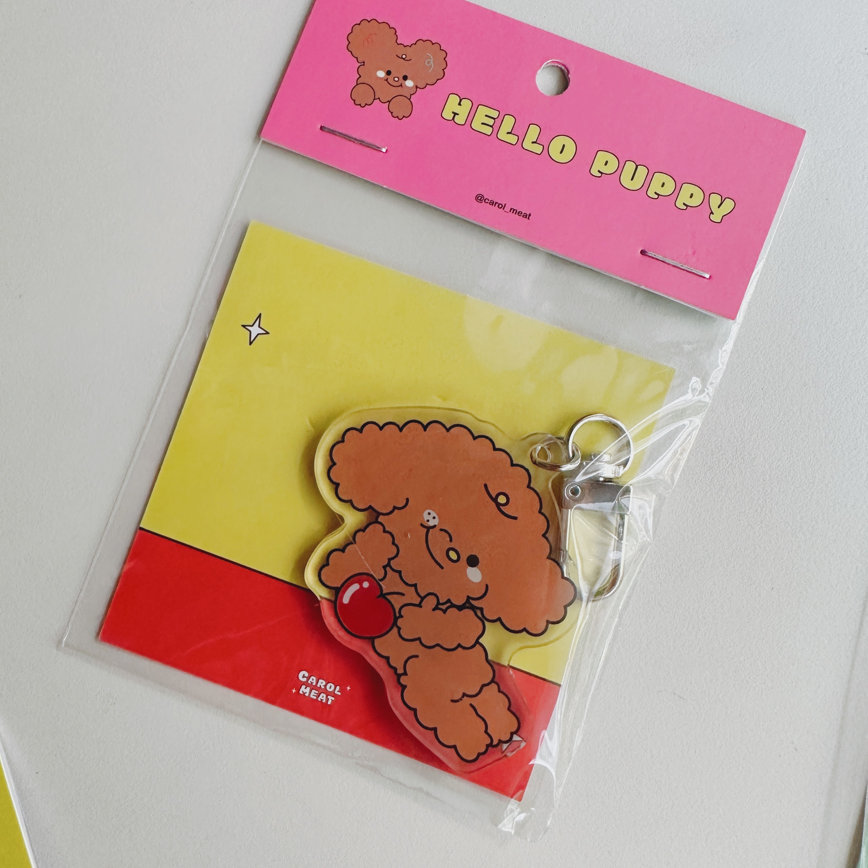 最愛吃蘋果的puppy 壓克力鑰匙圈｜波波冰狗室