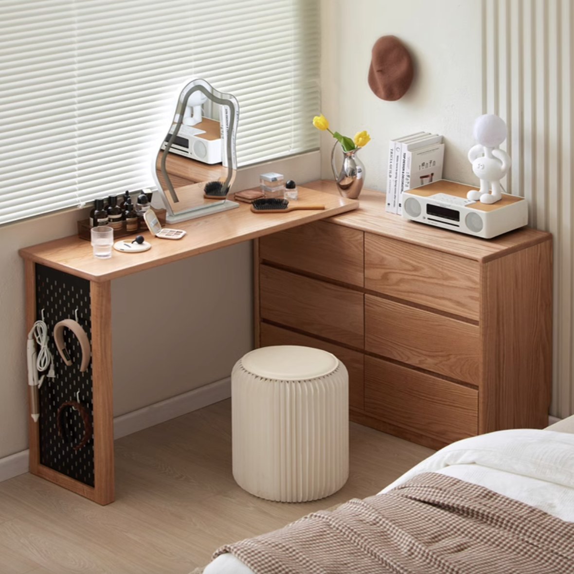 京典實木伸縮化妝桌斗櫃組A款 JD-N1031