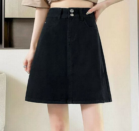 Hot selling high waist denim skirt [black] [S-2XL size] (please contact customer service to confirm the delivery size after placing the order)