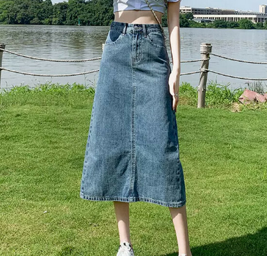 Hot selling A-line denim skirt [Vintage Blue] [XS-2XL size] (please contact customer service to confirm the delivery size after placing the order)