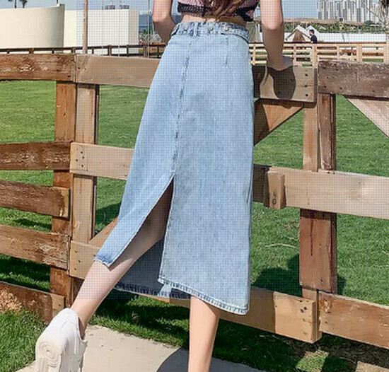 Hot selling A-line denim skirt [light color] [XS-2XL size] (please contact customer service to confirm the delivery size after placing the order)
