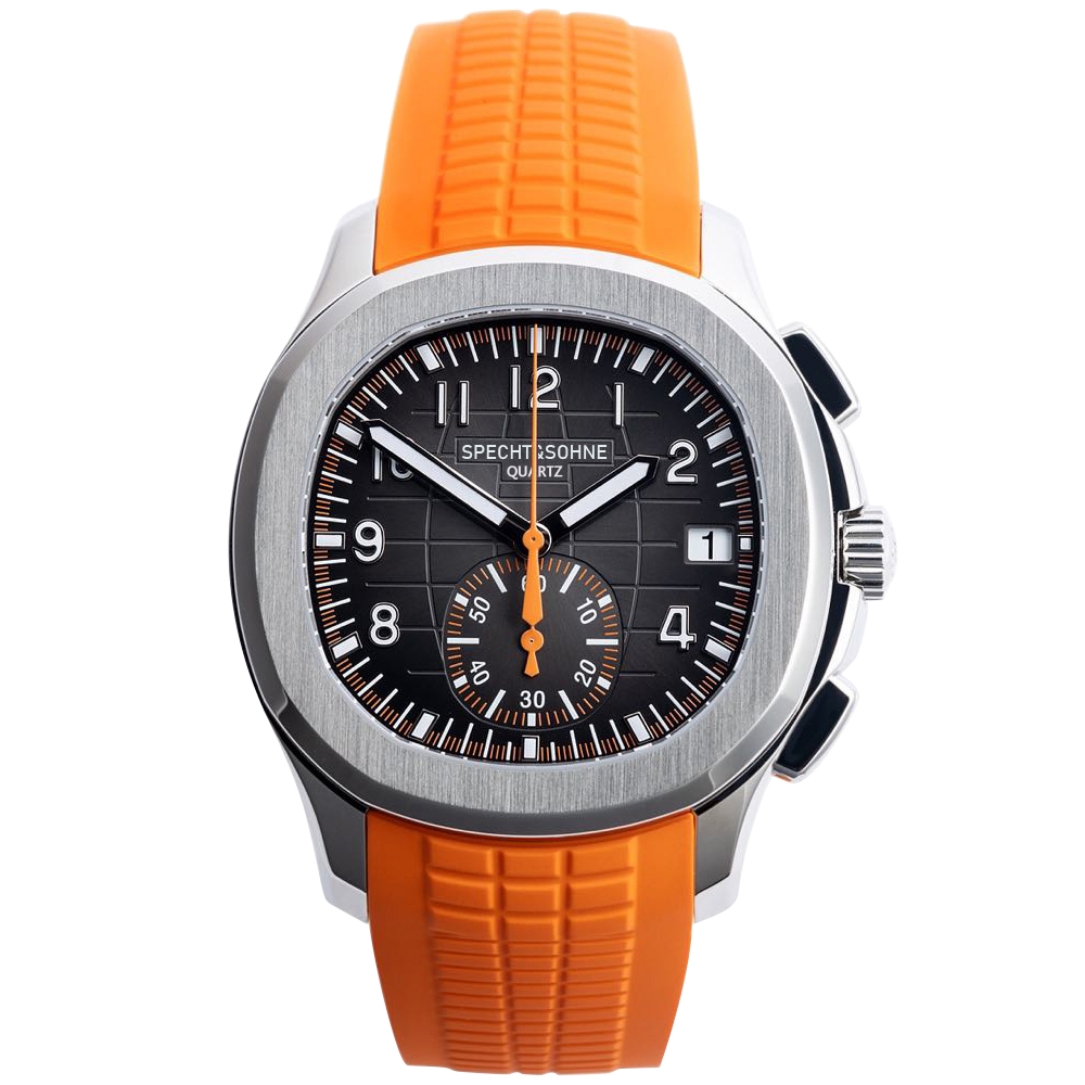 【SPECHT&SOHNE 施沛索恩】海底探險家手雷系列  SP0006 地球格紋太陽紋眩光 夜光計時石英錶-.