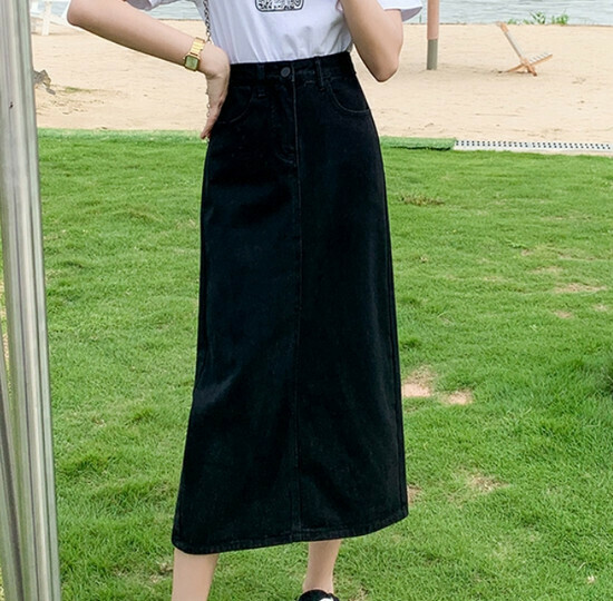 Hot selling A-line denim skirt [black] [XS-2XL size] (please contact customer service to confirm the delivery size after placing the order)
