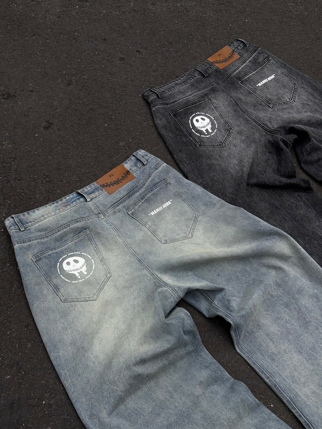 ATONE STUDIO 經典鬼臉Logo水洗闊腿牛仔褲 寬褲 落地褲 “BAGGY”  ATONE LABELBAGGY JEANS