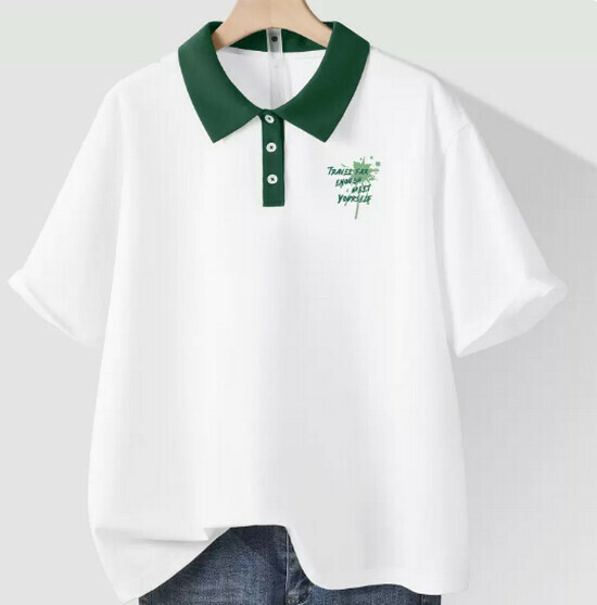 Hot selling pure cotton contrasting color polo shirt T-shirt [white (splashed ink chest label)] [S-2XL size] (please contact customer service to confirm the delivery size after placing the order)