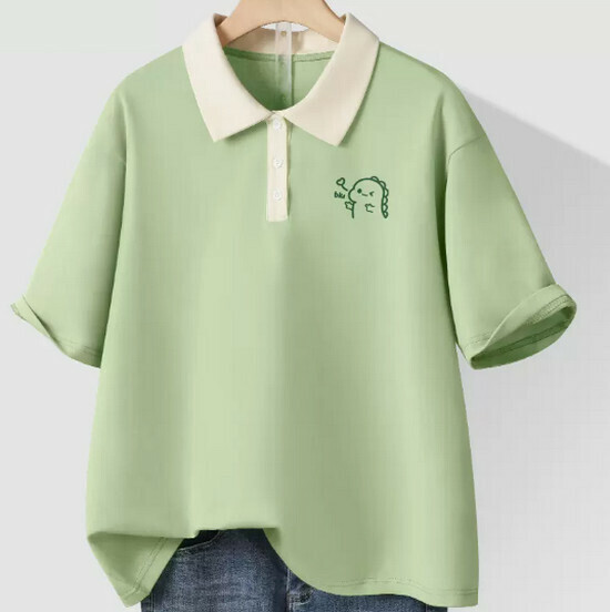 Hot selling pure cotton contrasting color polo shirt T-shirt [fruit green (love dragon chest logo)] [S-2XL size] (please contact customer service to confirm the delivery size after placing the order)