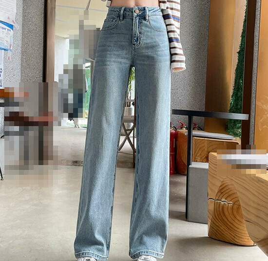 熱賣高腰直筒牛仔褲【中藍色】【26-31碼】（下單後請聯絡客服確認發貨尺碼）