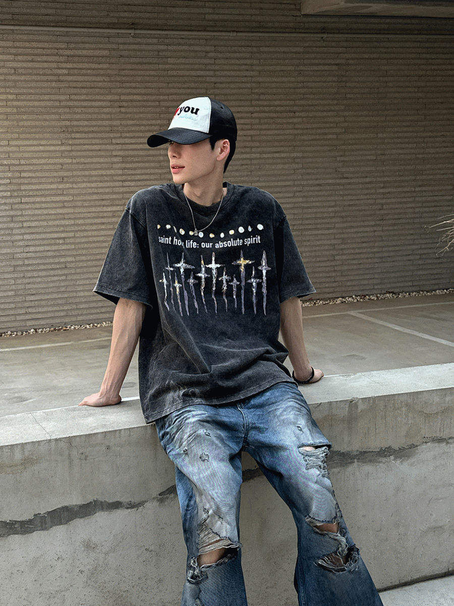 精神雪帕水洗短袖T恤