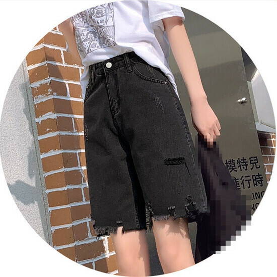 Hot selling straight denim shorts [black] [XS-XL size] (please contact customer service to confirm the delivery size after placing the order)