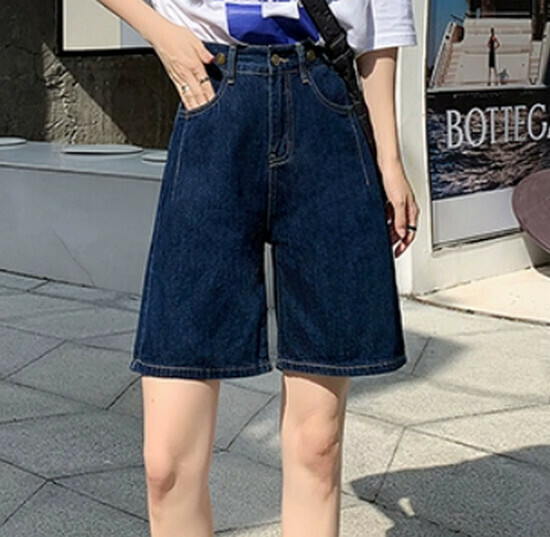 Hot selling elastic waist denim shorts [dark blue] [XS-XL size] (please contact customer service to confirm the delivery size after placing the order)