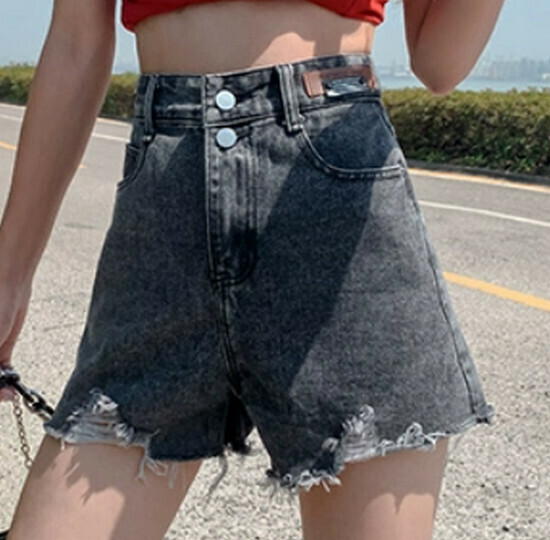 Hot selling high waist denim shorts [grey] [XS-2XL size] (please contact customer service to confirm the delivery size after placing the order)