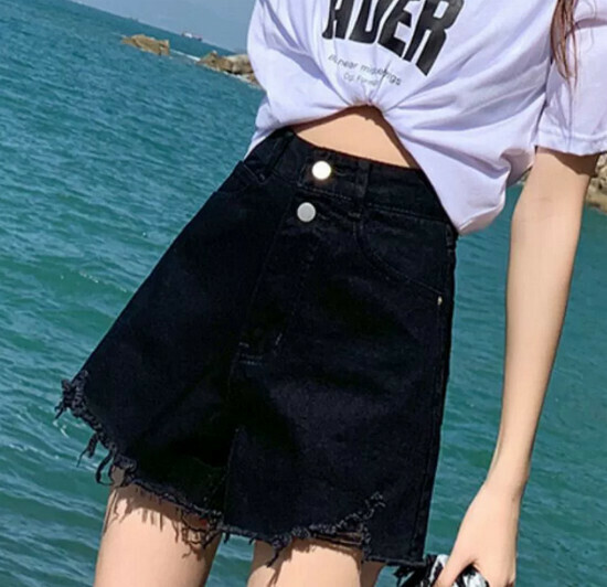 Hot selling denim ripped shorts [black] [S-2XL size] (please contact customer service to confirm the delivery size after placing the order)