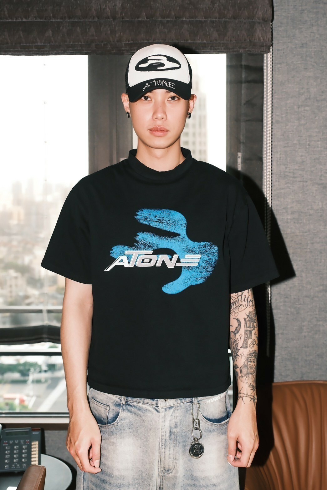 ATONE STUDIO 科技感新Logo 藍圖騰A短袖 T “NEO A” Logo shirt