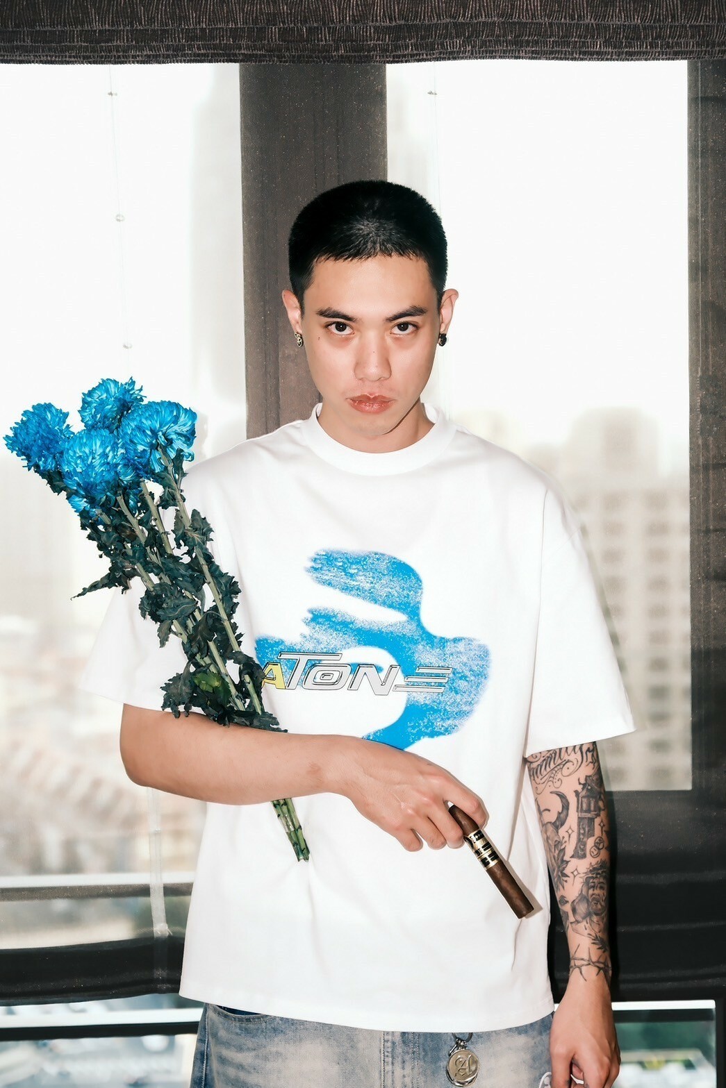 ATONE STUDIO 科技感新Logo 藍圖騰A短袖 T “NEO A” Logo shirt