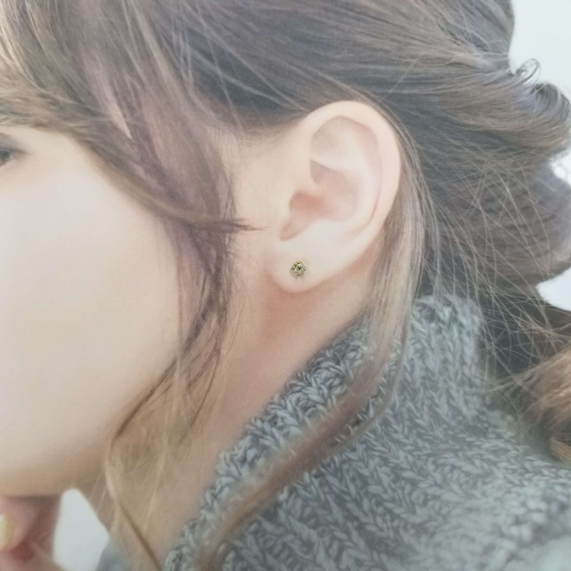 全新18K玫瑰金【主石31份鑽石】4爪耳環