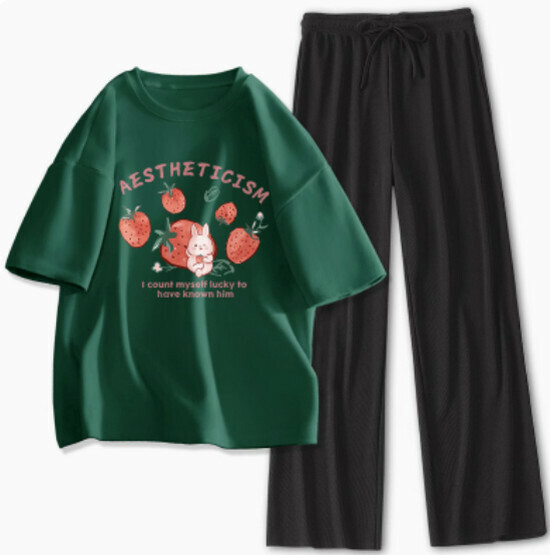 Hot-selling sports and leisure suit [Dark Green (Sweetberry Rabbit) + Black Pants] [S-XL] (please contact customer service to confirm the delivery size after placing the order)