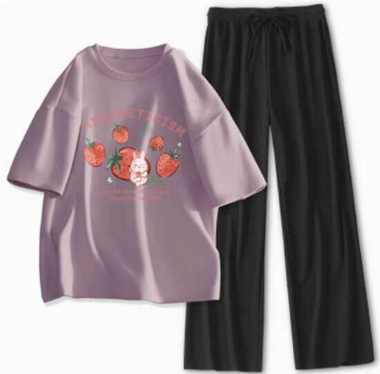 Hot selling sports and leisure suit [Taro Purple (Sweetberry Rabbit) + Black Pants] [S-XL] (please contact customer service to confirm the delivery size after placing the order)