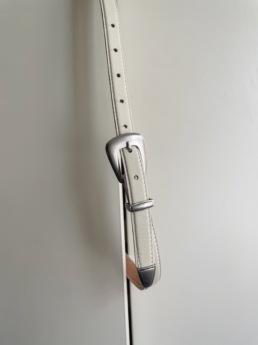 (4colors!) matte silver buckle leather belt