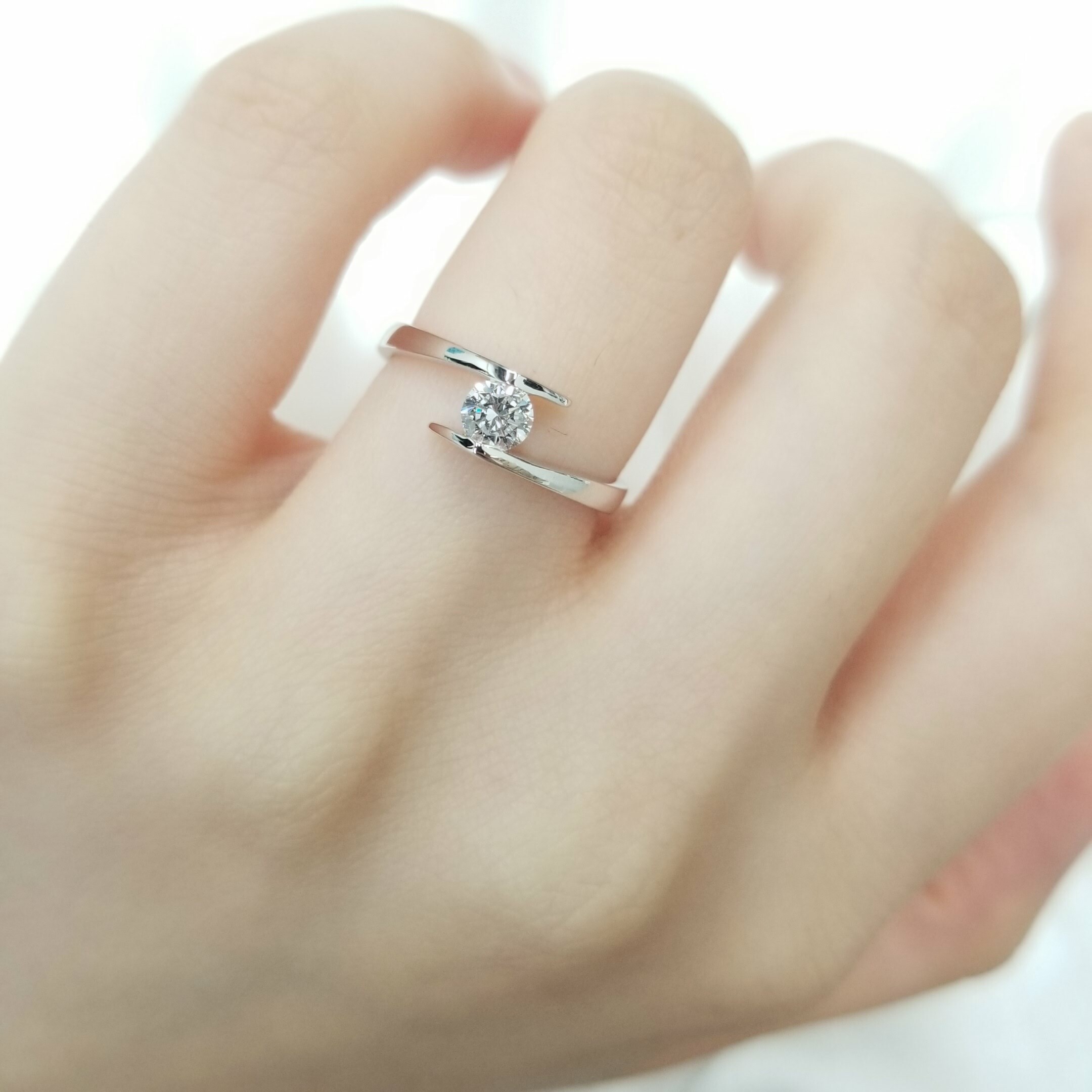 全新18K白金【單粒24份鑽石】戒指