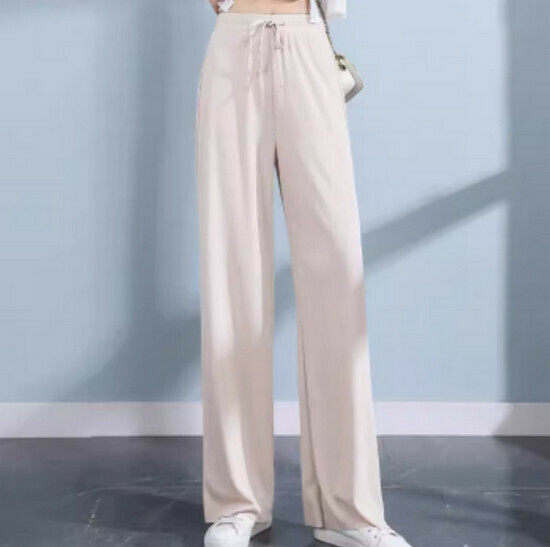 Hot selling ice silk wide-leg pants [Apricot] [S-XL] (please contact customer service to confirm the delivery size after placing the order)