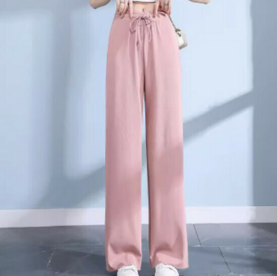 Hot selling ice silk wide-leg pants [pink] [S-XL size] (please contact customer service to confirm the delivery size after placing the order)