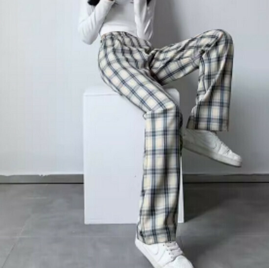 熱賣薄款休閒格子褲【加長款-藍格】【S-2XL碼】（下單後請聯絡客服確認發貨尺碼）