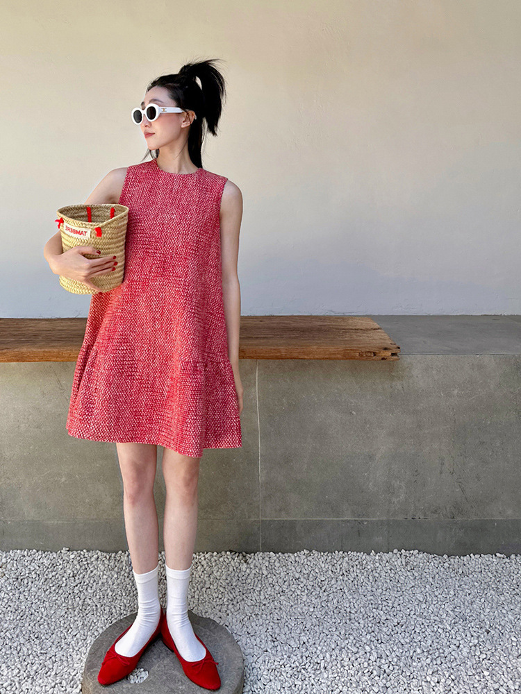 小香風編織感 無袖洋裝