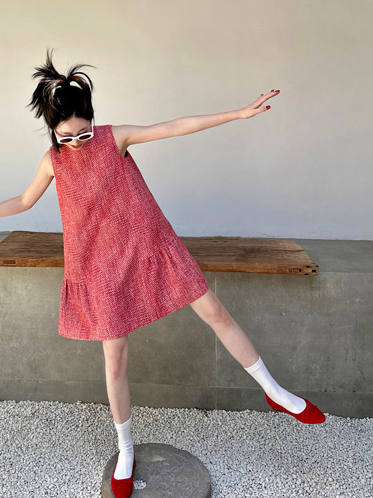小香風編織感 無袖洋裝