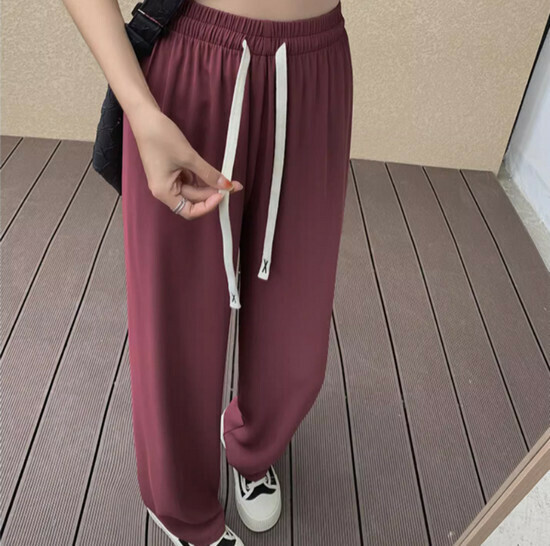 Hot Selling Thin Loose Casual Pants [Raspberry Red Long Style] [S-XL] (please contact customer service to confirm the delivery size after placing the order)