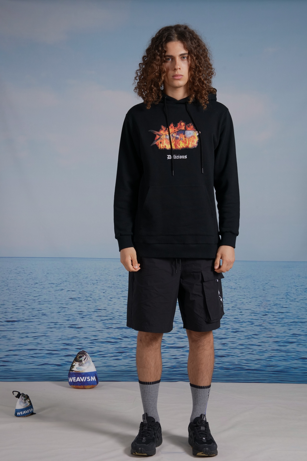 Fish Angels Flame Hoodie  - Black