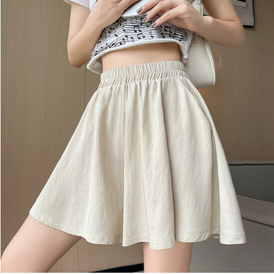 Hot selling A-line pleated culottes [Apricot] [S-2XL] (please contact customer service to confirm the delivery size after placing the order)