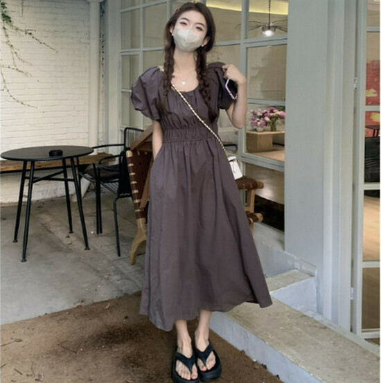 Hot selling lantern sleeve dress [grey] [size S-L] (please contact customer service to confirm the delivery size after placing the order)