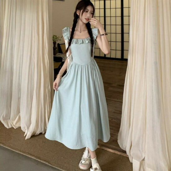 Hot selling small flying sleeve dress [light green] [S-L size] (please contact customer service to confirm the delivery size after placing the order)