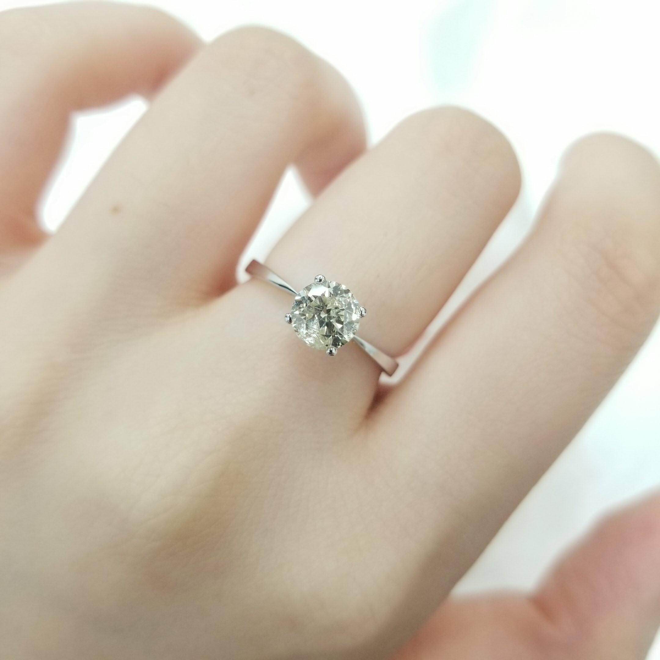 全新18K白金【單粒89份鑽石】四爪戒指