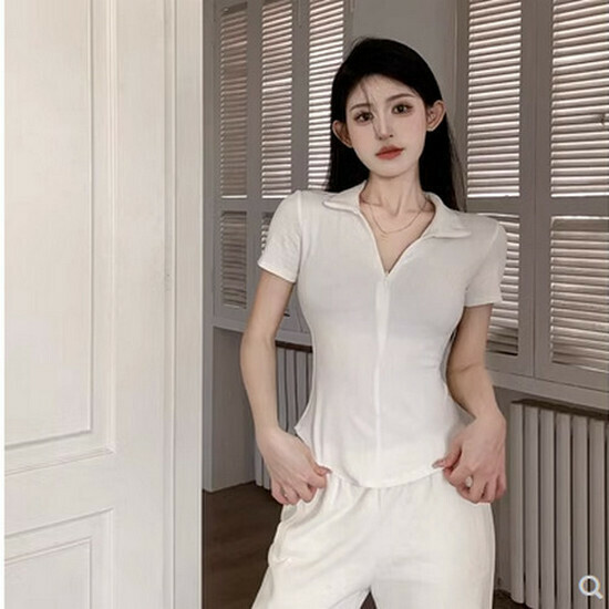 熱賣polo領正肩短袖T恤【白色】【S-L碼】（下單後請聯絡客服確認發貨尺碼）