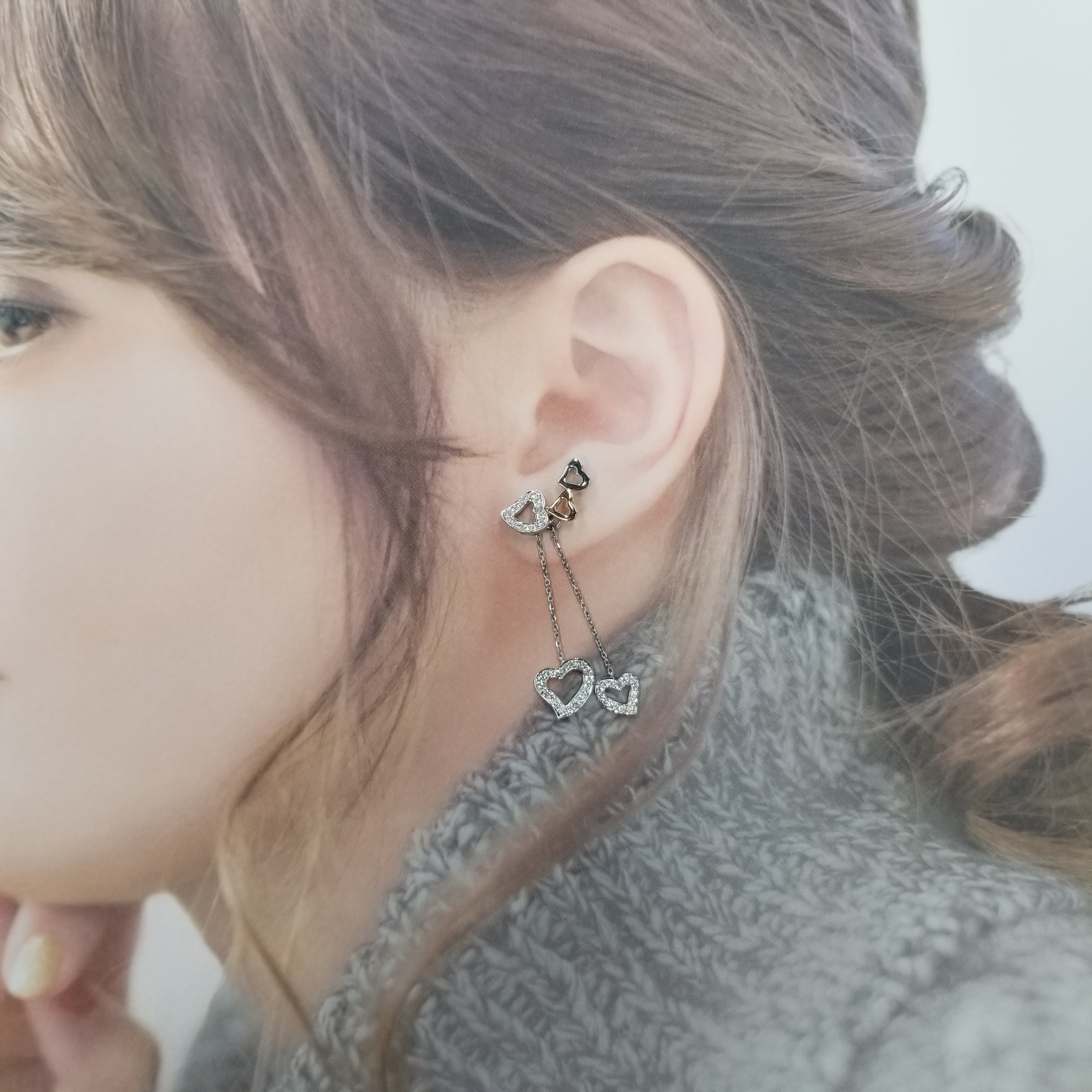 全新18K金32份鑽石單耳環