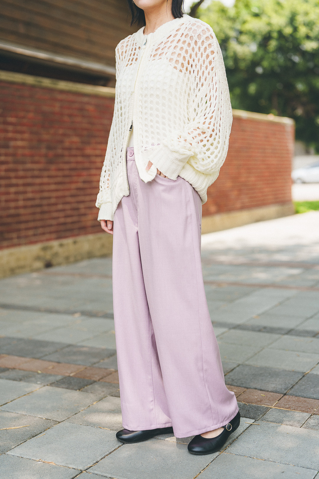 夏日報到！涼感休閒寬褲(五色-薰衣草)