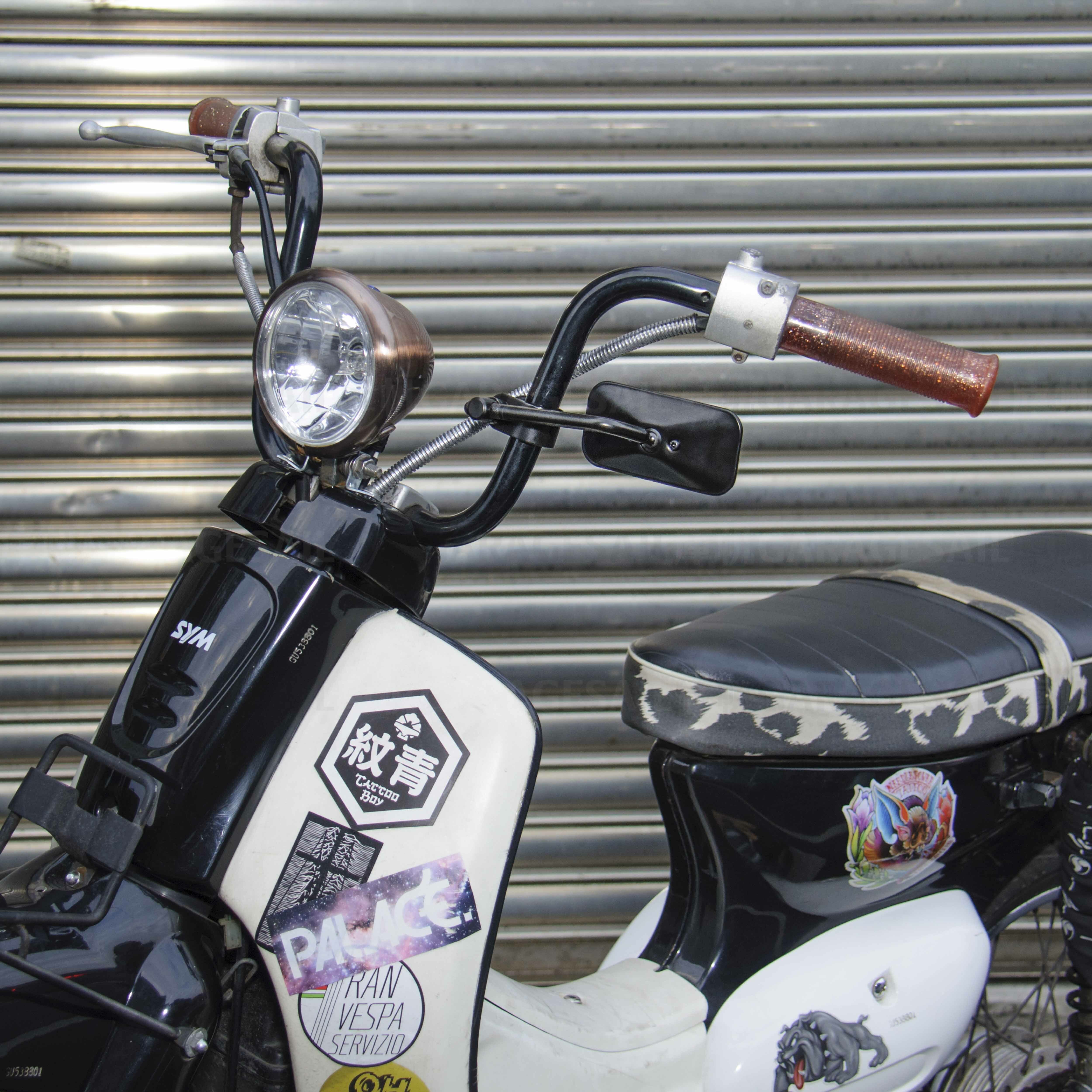 短桿 夾式 後照鏡 小長方 黑