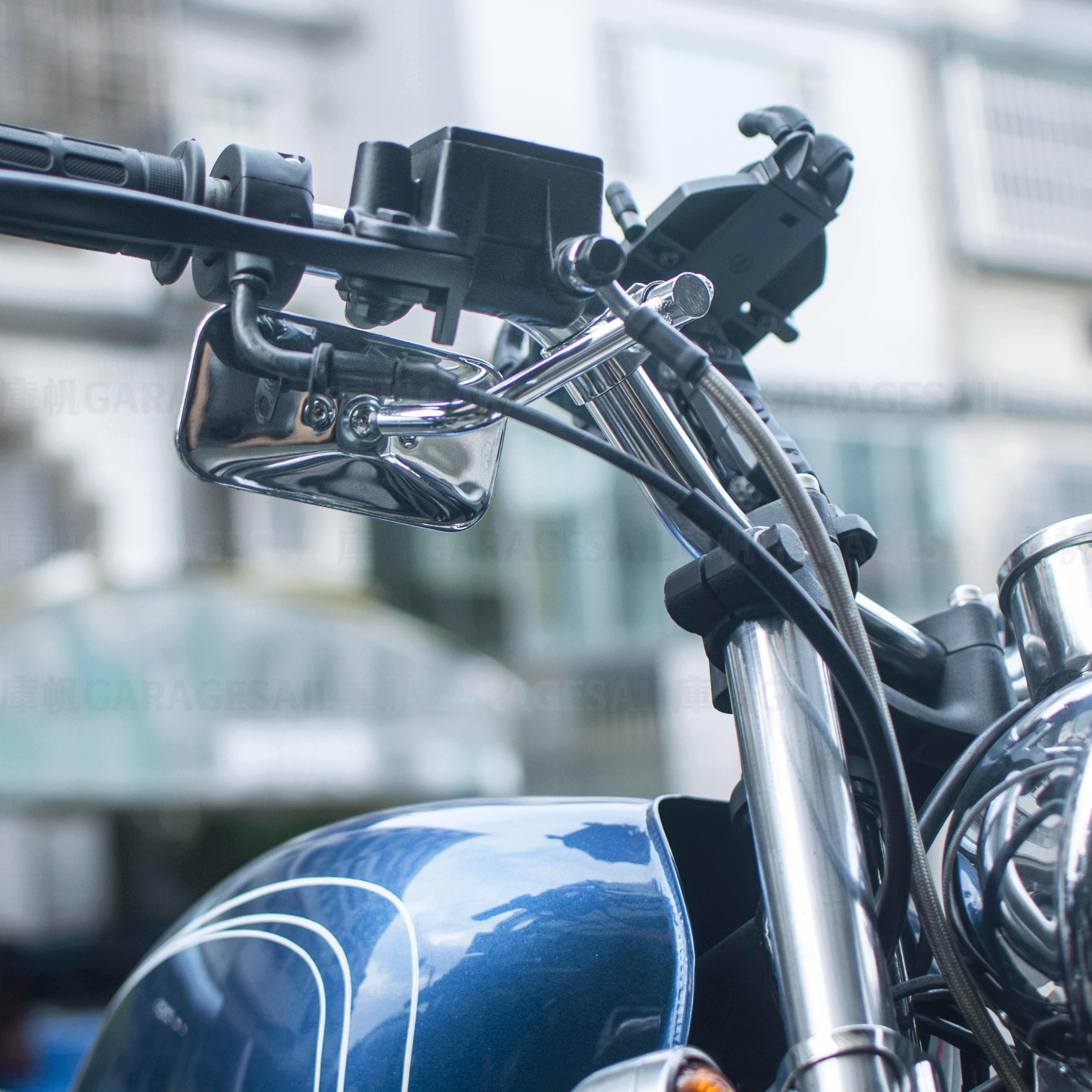 短桿 夾式 後照鏡 小長方 銀