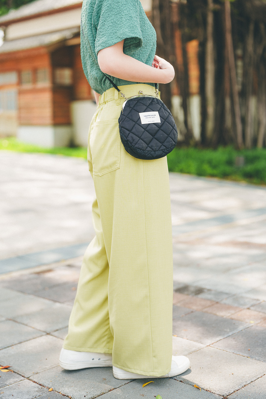 夏日報到！涼感休閒寬褲(五色-若草)