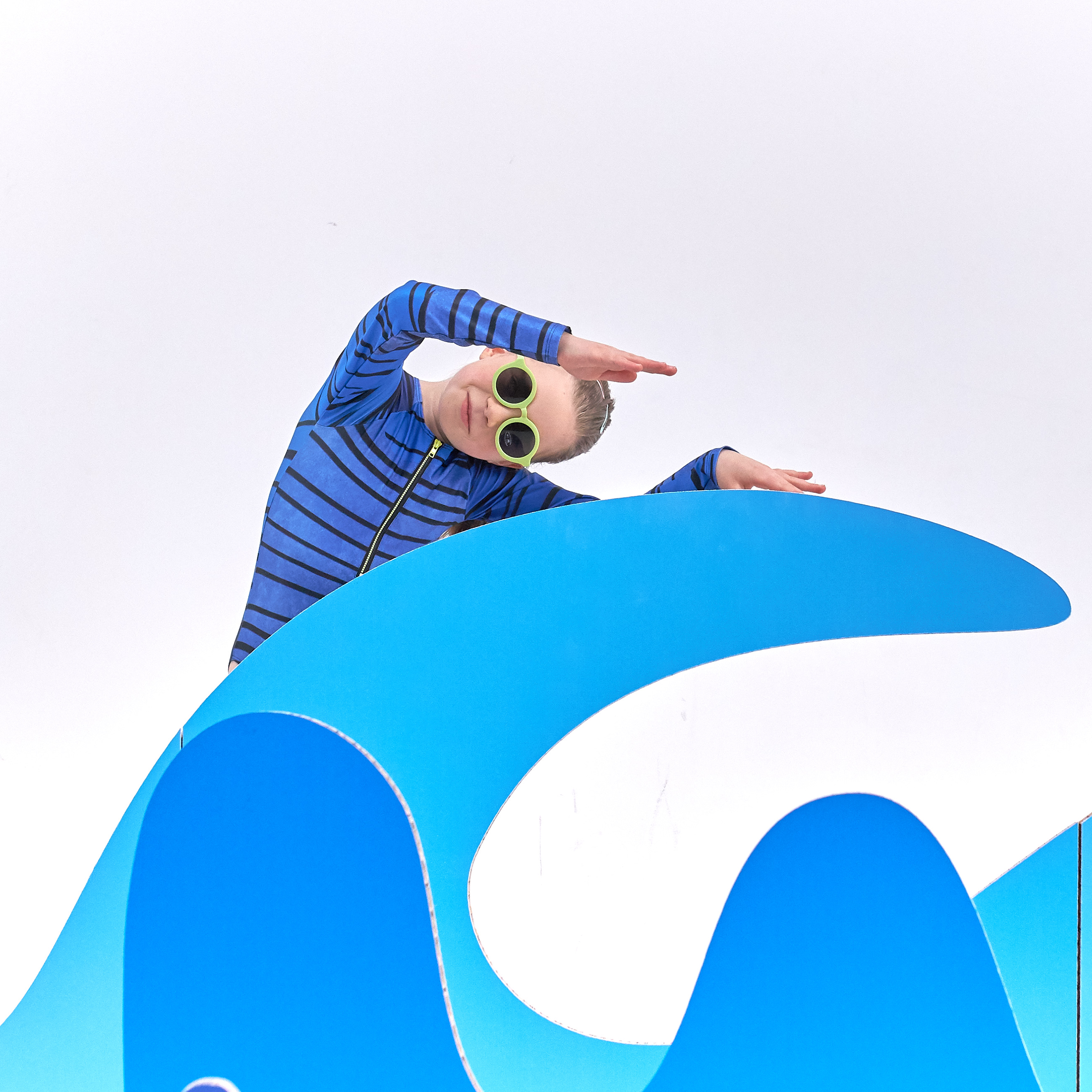 波浪 crazy stripes | 海廢再生 抗UV兒童防曬泳衣系列 - 長袖連身