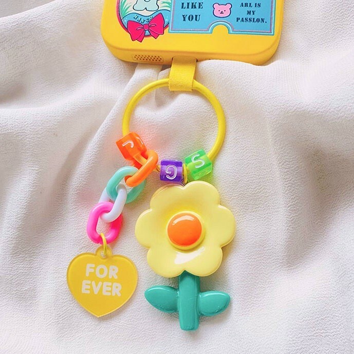 《4205》FOR EVER花朵繽紛鑰匙圈吊飾