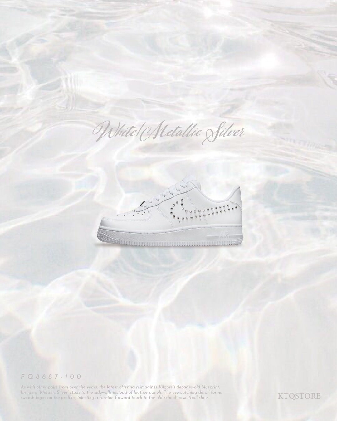 KTQ STORE ‧ Nike Air Force 1 Low "White/Metallic Silver" 鑽石 FQ8887-100