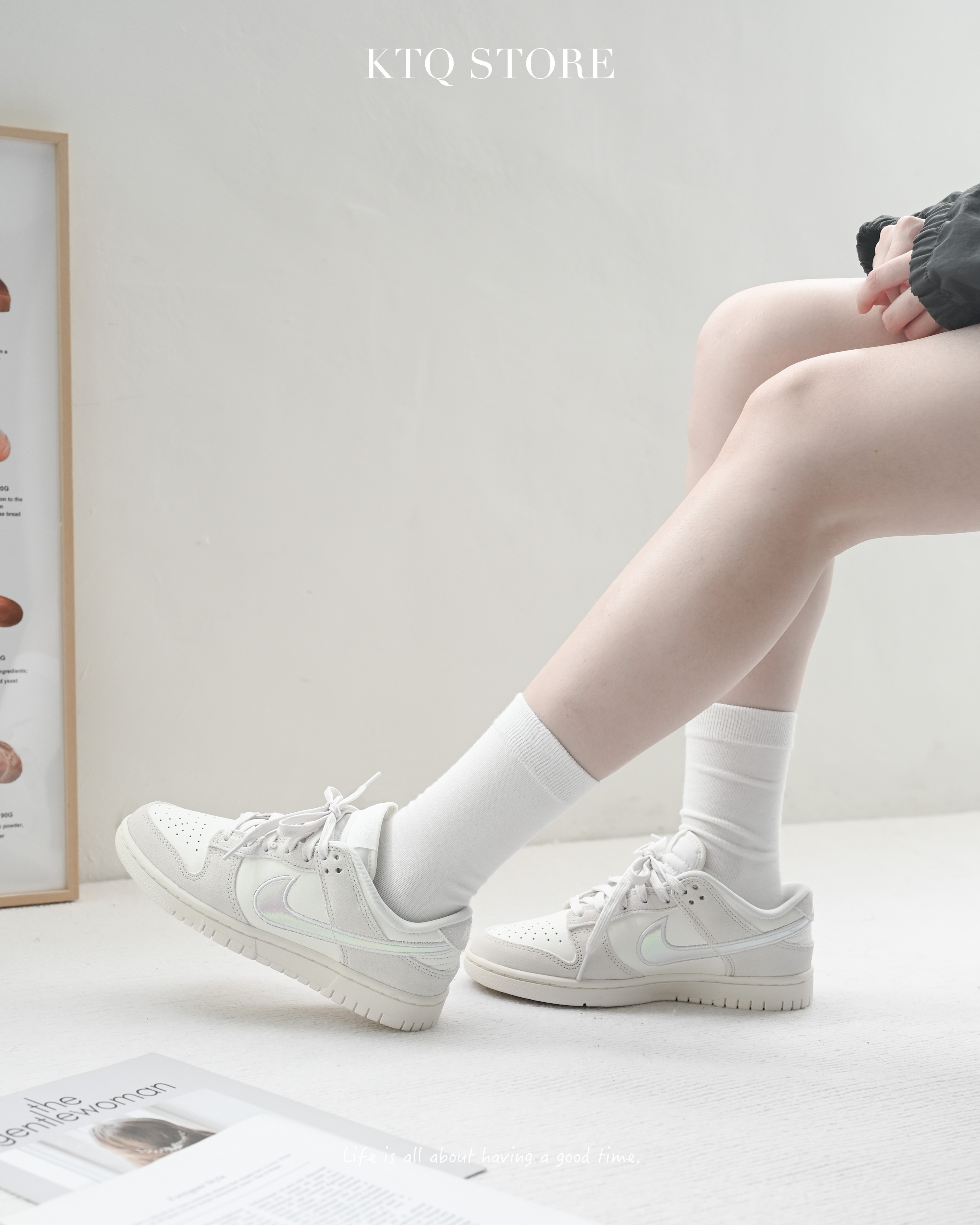 KTQ STORE ‧ Nike Dunk Low Sail Iridescent Swoosh 雷射米灰  HF5074-133