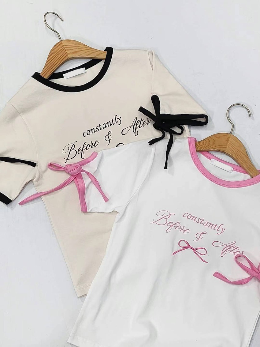 tied sleeves BA bow embroidered top