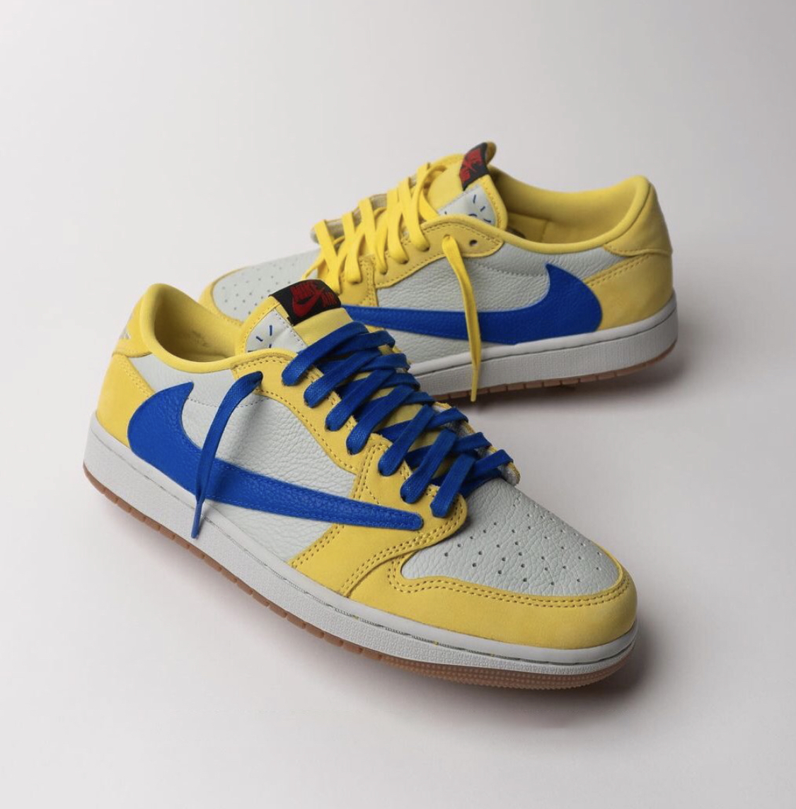 【APAIR】預購 Travis Scott x air jordan 1 low “canary”  黃藍 倒鉤  8.0 DZ4137-700