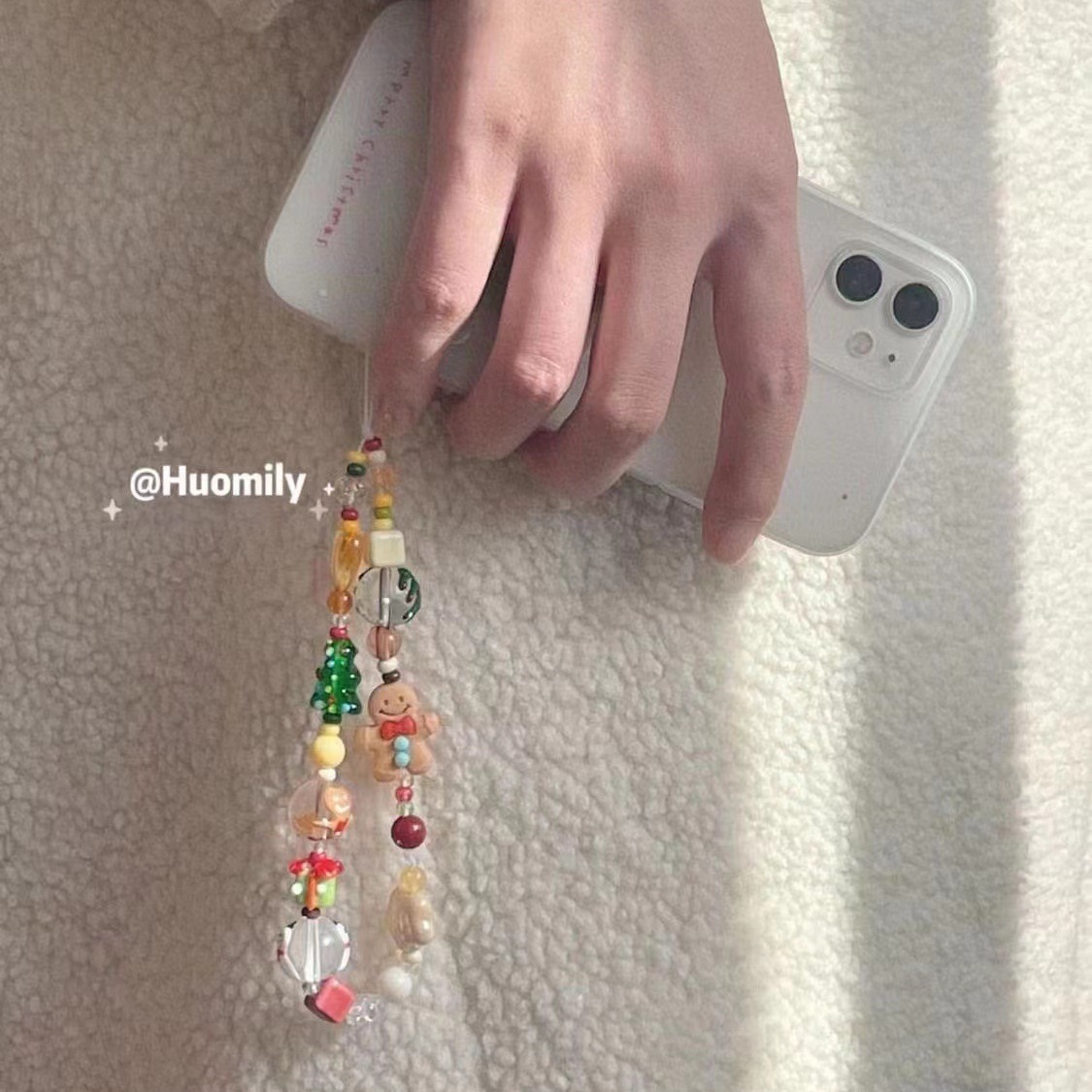 《4208》聖誕薑餅人可愛串珠手機掛繩